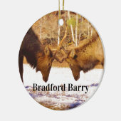 雪の中で2～2ブルエルク セラミックオーナメント (左)