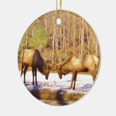 雪の中で2～2ブルエルク セラミックオーナメント (左)