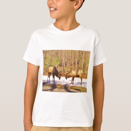 雪の中で2～2ブルエルク Tシャツ (正面)