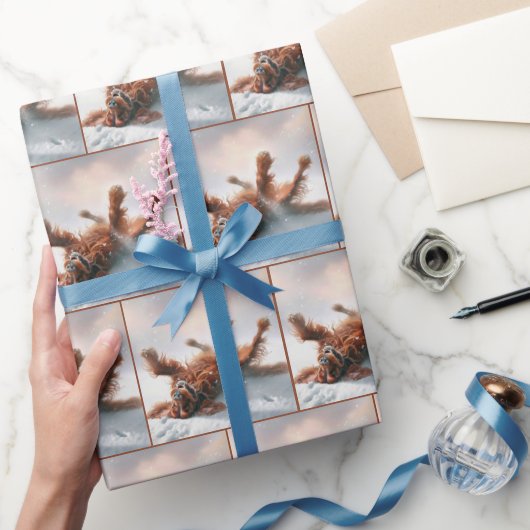 雪の中におもしろいを持つアイリッシュセッター ラッピングペーパー (ギフト)