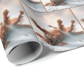 雪の中におもしろいを持つアイリッシュセッター ラッピングペーパー (ロールコーナー)