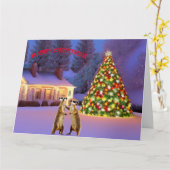 雪の中におもしろいを持つクリスマスメルカット カード (黄色い花)