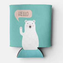 雪の中にかわいいホッキョクグマが挨拶 缶クーラー