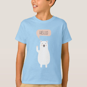 雪の中にかわいいホッキョクグマが挨拶 Tシャツ