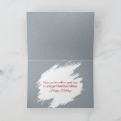 雪の中にクリスマスツリーを持つ赤いレトロトラック カード (内部)