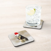 雪の中にサンタハットを持つシベリアのハスキー犬 コースター (右側)