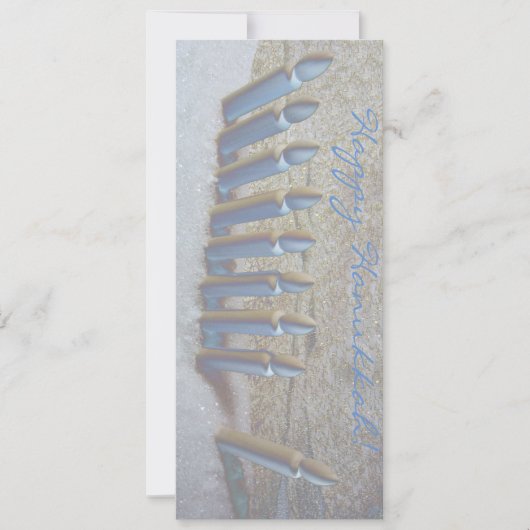 雪の中にハヌカー！メタリック紙のフラットカード 招待状 (正面)