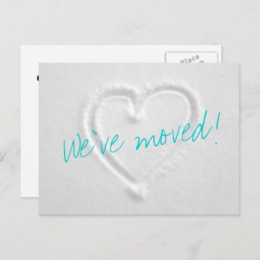 雪の中にハートを持つ冬の動描動はがき 案内ポストカード (正面/裏面)