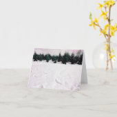 雪の中にヒバリのある冬の風景 カード (黄色い花)