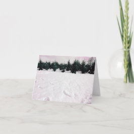 雪の中にヒバリのある冬の風景 カード