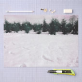 雪の中にヒバリのある冬の風景 薄葉紙 (クラフト)