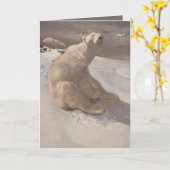 雪の中にホッキョクグマイラストレーション灰色の茶色の白 カード (黄色い花)