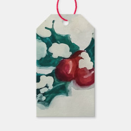 雪の中にホリー ギフトタグ