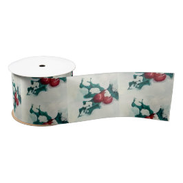 雪の中にホリー サテンリボン