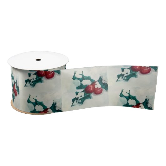 雪の中にホリー サテンリボン (リール)