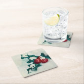 雪の中にホリー スクエアペーパーコースター (インサイチュ)