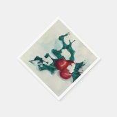 雪の中にホリー スタンダードカクテルナプキン (角)