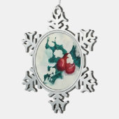 雪の中にホリー スノーフレークピューターオーナメント (右)