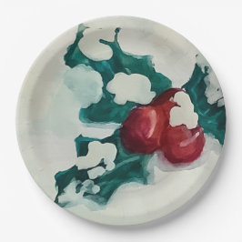 雪の中にホリー ペーパープレート