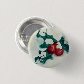 雪の中にホリー 缶バッジ (正面&裏面)