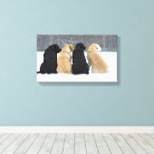 雪の中にラブラドール犬4匹 キャンバスプリント (インサイチュ (ウッドフロア))