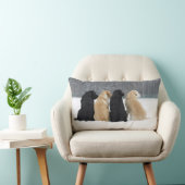 雪の中にラブラドール犬4匹 ランバークッション (椅子)