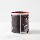 雪の中にランタンを持つ可愛い雪だるま マグカップ (中央)