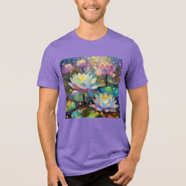 雪の中に咲く上品な蓮の花 トライブレンドTシャツ