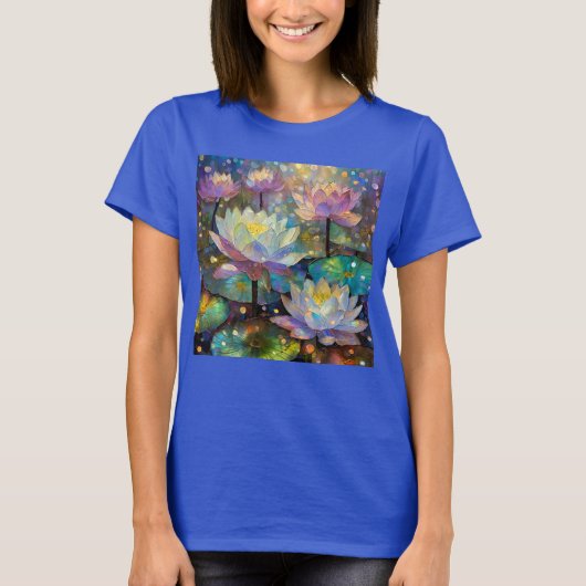 雪の中に咲く上品な蓮の花 Tシャツ (正面)