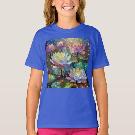 雪の中に咲く上品な蓮の花 Tシャツ (正面)