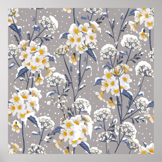 雪の中に咲く美しい冬の花 ポスター (正面)