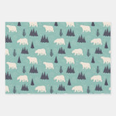 雪の中に常緑樹を生ずる白極 ラッピングペーパーシート (正面2)