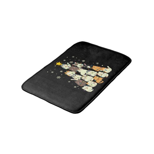 雪の中に座る動物ライトクリスマスサンタ バスマット (アングル)