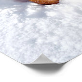 雪の中に木を持つ犬 ポスター (角)