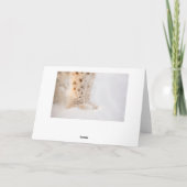 雪の中に柔らかい黄金のオオヤマネコの足を持つ誕生日カード カード (裏面)