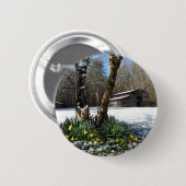 雪の中に水仙の花 缶バッジ (正面&裏面)