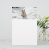 雪の中に白いウェスティードインスノスティチュエーション紙 便箋 (スタンド正面)