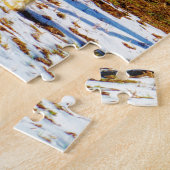 雪の中に茶色とクリームのミニチュアホース。 ジグソーパズル (側面)