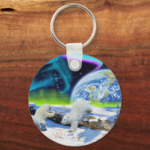 雪の中に遊3極熊の子牛 – Earth Day Art キーホルダー (正面)