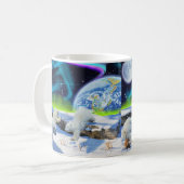 雪の中に遊3極熊の子牛 – Earth Day Art コーヒーマグカップ (正面左)