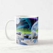 雪の中に遊3極熊の子牛 – Earth Day Art コーヒーマグカップ (左)