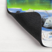 雪の中に遊3極熊の子牛 – Earth Day Art マウスパッド (コーナー)