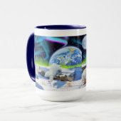 雪の中に遊3極熊の子牛 – Earth Day Art マグカップ (正面左)