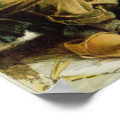 雪の中に鳥がいる少年 ポスター (角)