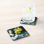 雪の中に黄色の水仙の花 コースター (右側)