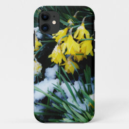 雪の中に黄色の水仙の花 iPhone 11 ケース
