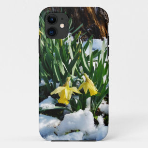雪の中に黄色の水仙の花 iPhone 11 ケース