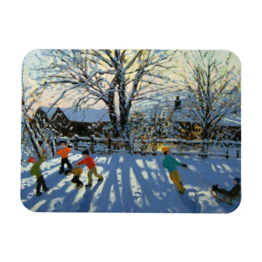 雪の中のおもしろいティッドウェル・ダービシャー マグネット (横)