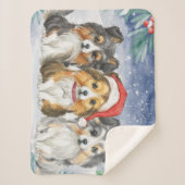 雪の中のかわいいクリスマスシェットランド・ シープドッグ3選 シェルパブランケット (正面)