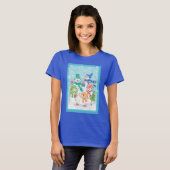 雪の中のかわいいクリスマススノーマンファミリー Tシャツ (正面フル)